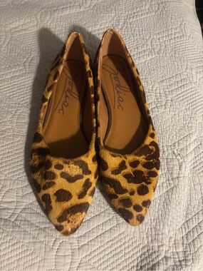 Zodiac Cow Fur Dyed Flats-Size 10-Worn  1 Time